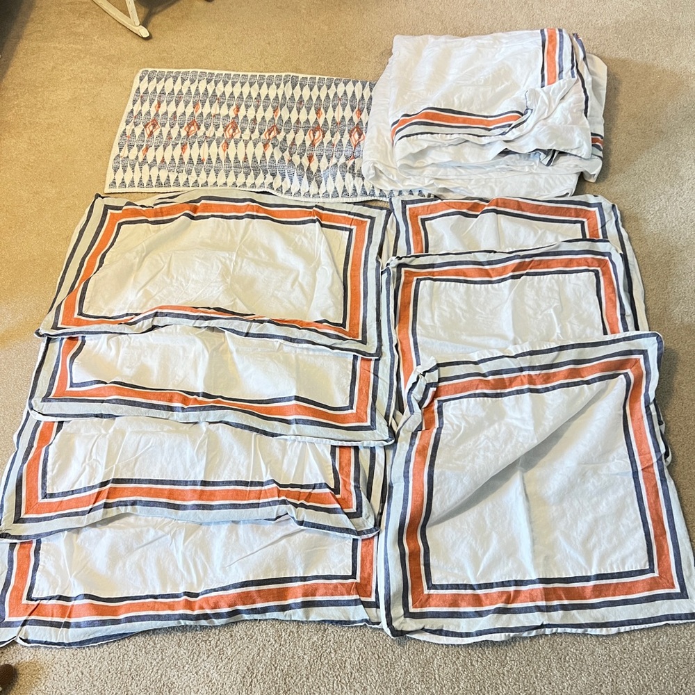 Ballard Saunders striped border king duvet set with shams